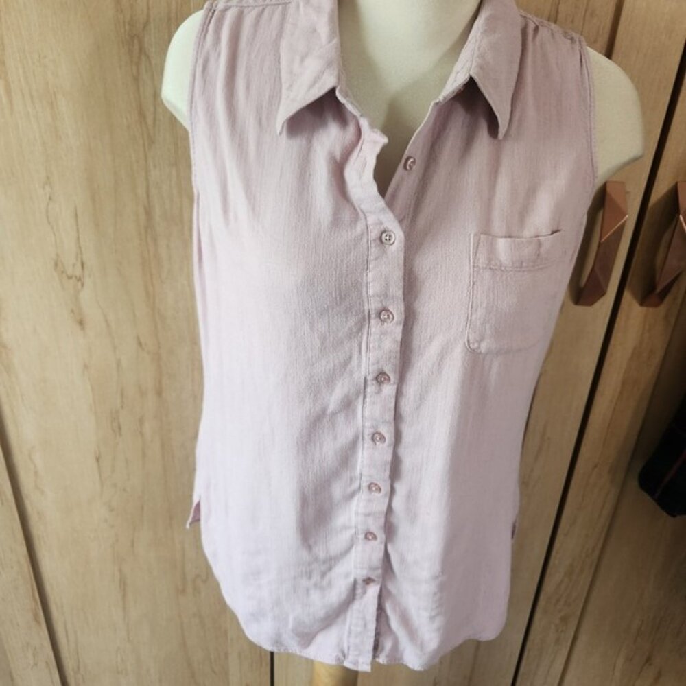 WEATHERPROOF‎ Lavender Linen Blend Sleeveless Button Up Shirt Size G